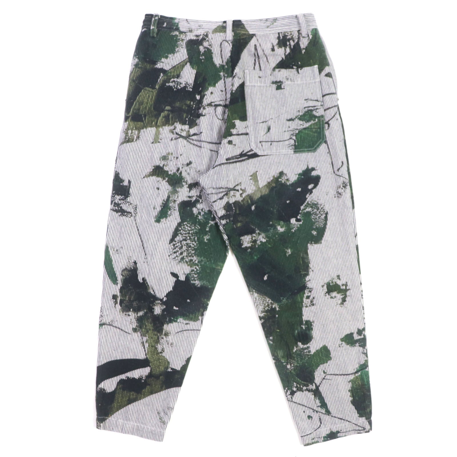 Y's Hickory Abstract Paint Cotton Pants Navy Green