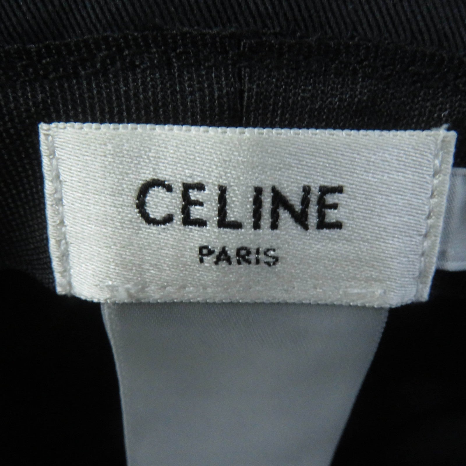 Celine Cotton Embroidered Logo Bucket Hat Black S