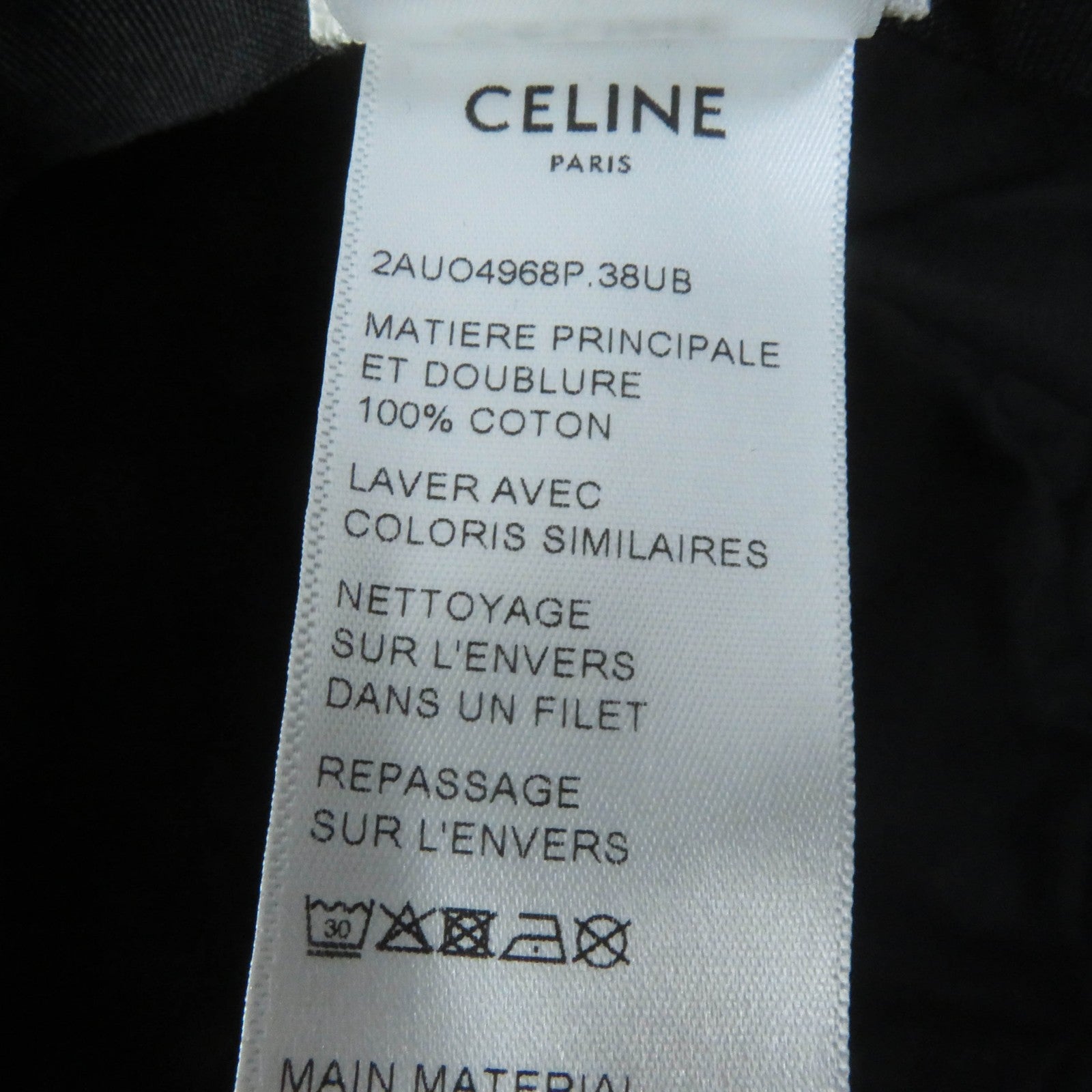 Celine Cotton Embroidered Logo Bucket Hat Black S