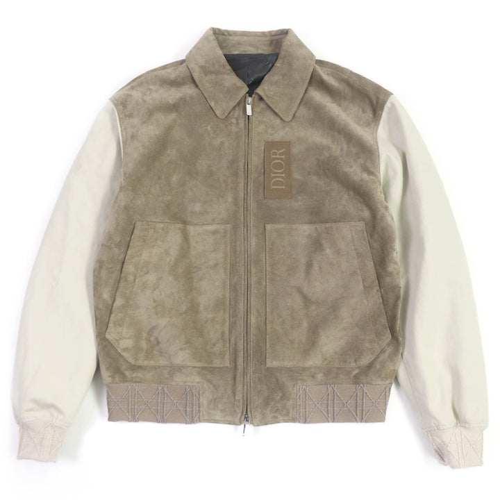 Dior Zipped Varsity Blouson Leather Beige 50