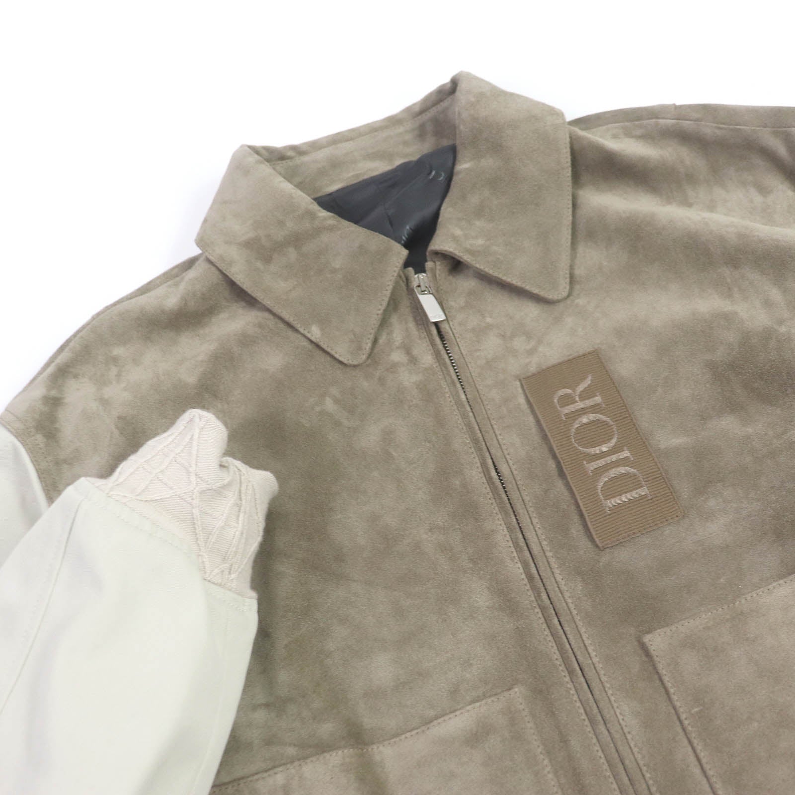 Dior Zipped Varsity Blouson Leather Beige 50