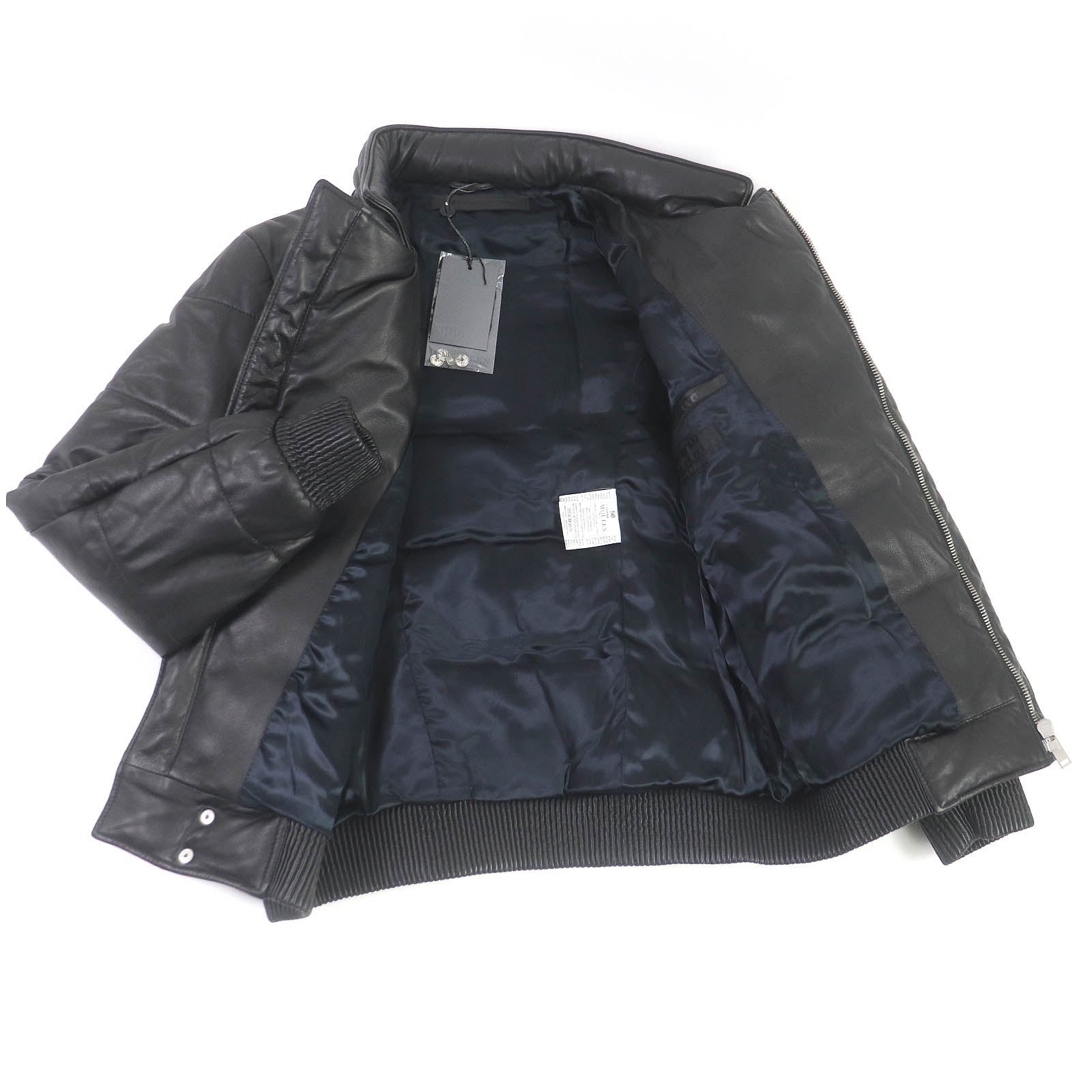 Alexander McQueen Lamb Leather Bomber Jacket Black