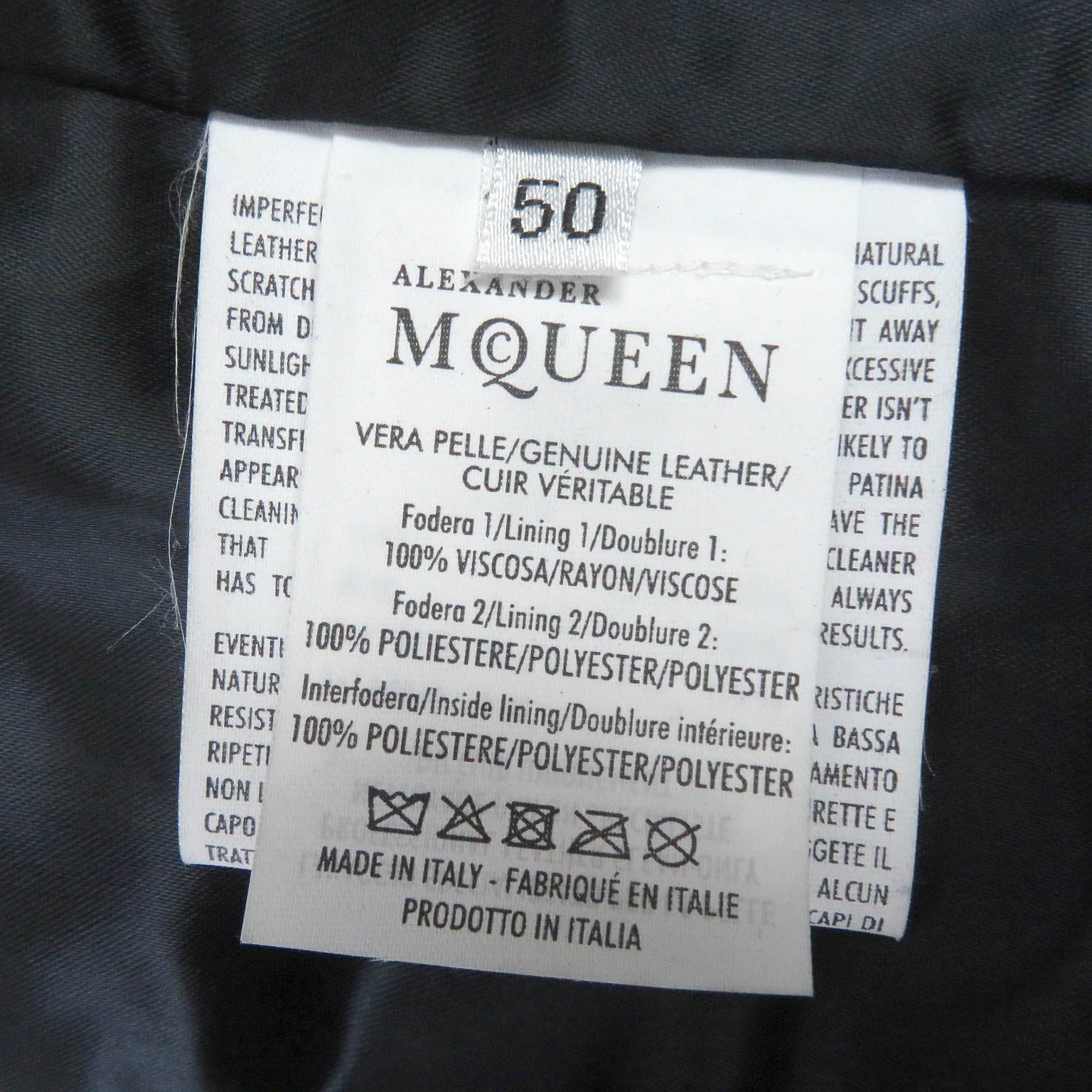 Alexander McQueen Lamb Leather Bomber Jacket Black