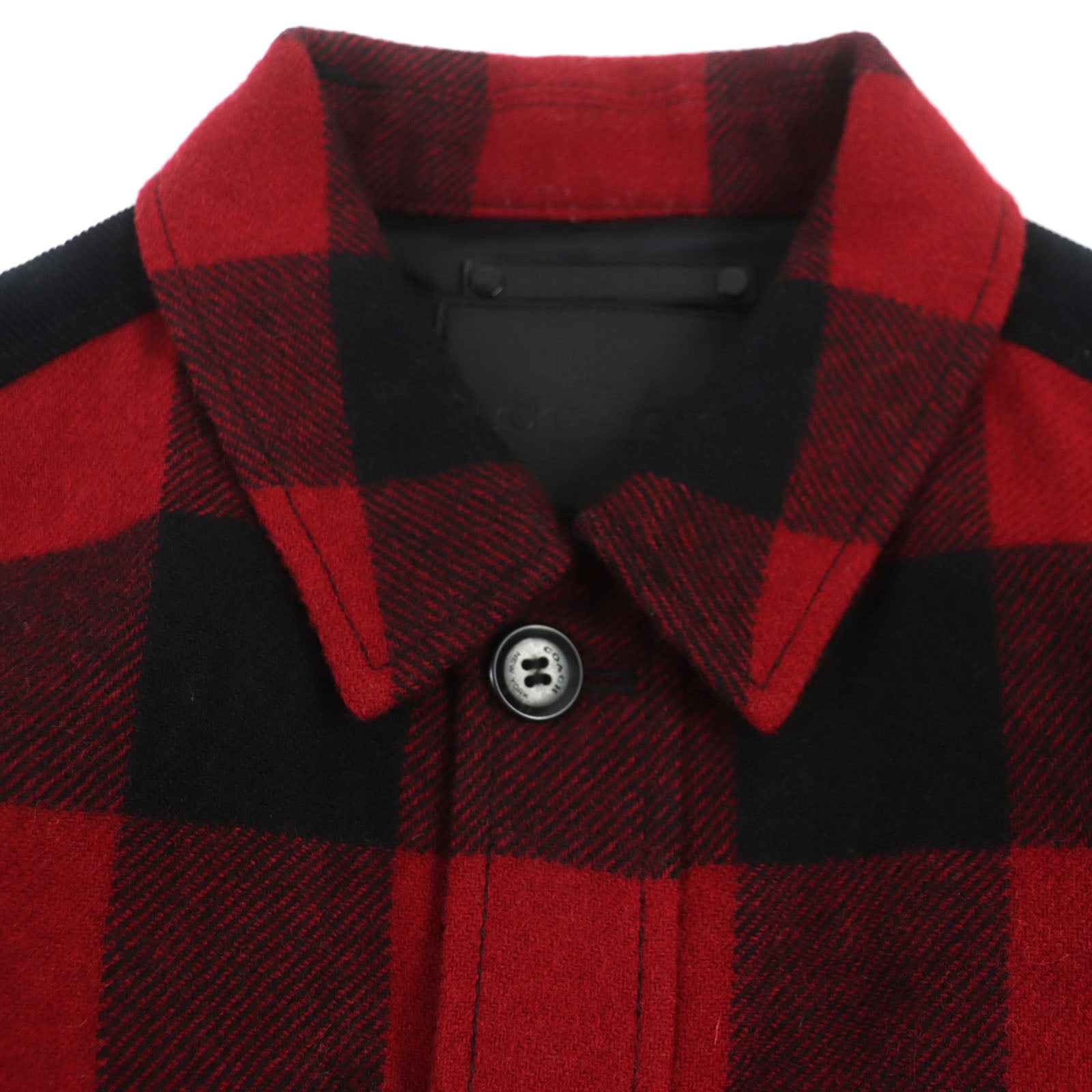 COACH Wool Corduroy Leather Check Shirt Jacket