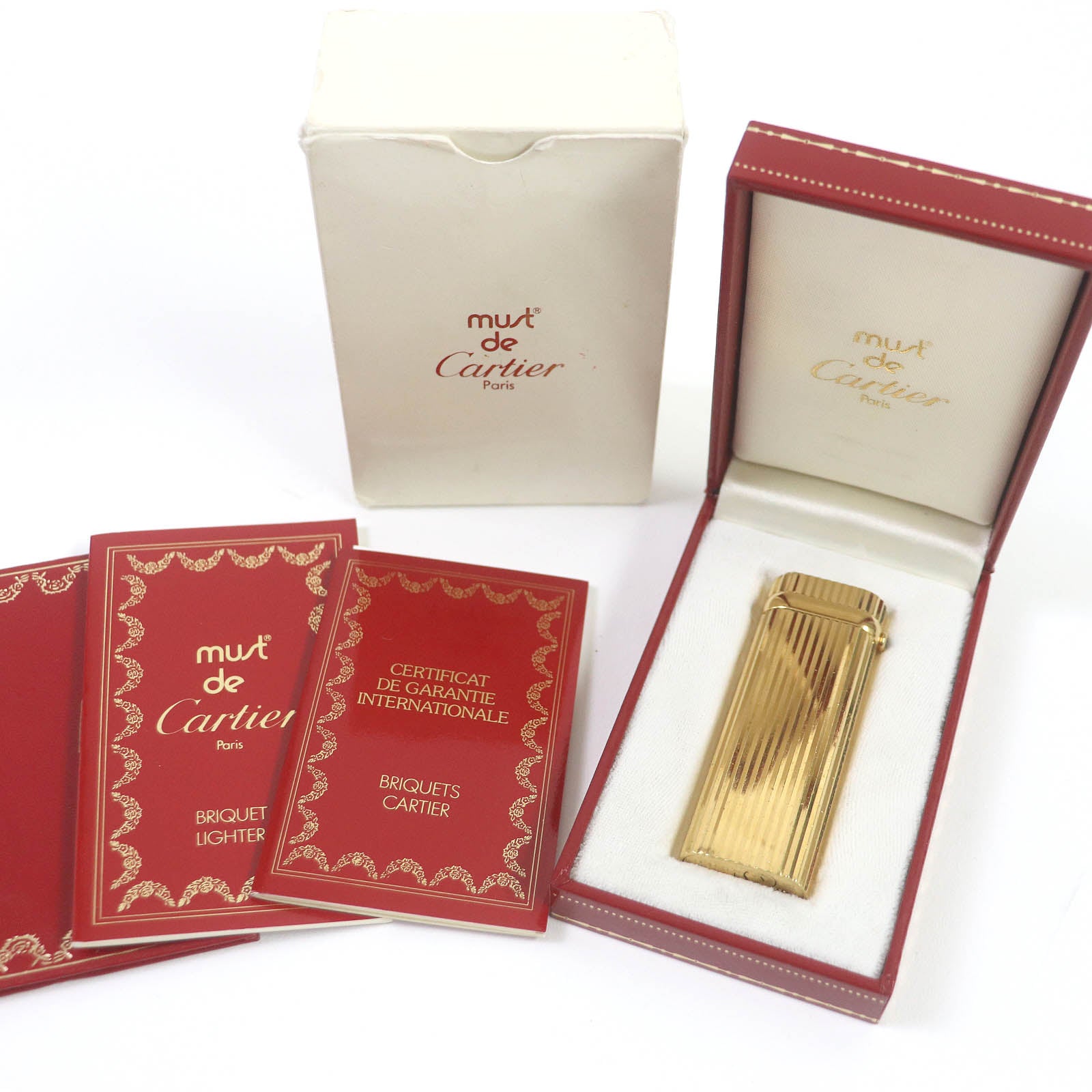 Cartier Ruby Oval Roller Gas Lighter Gold