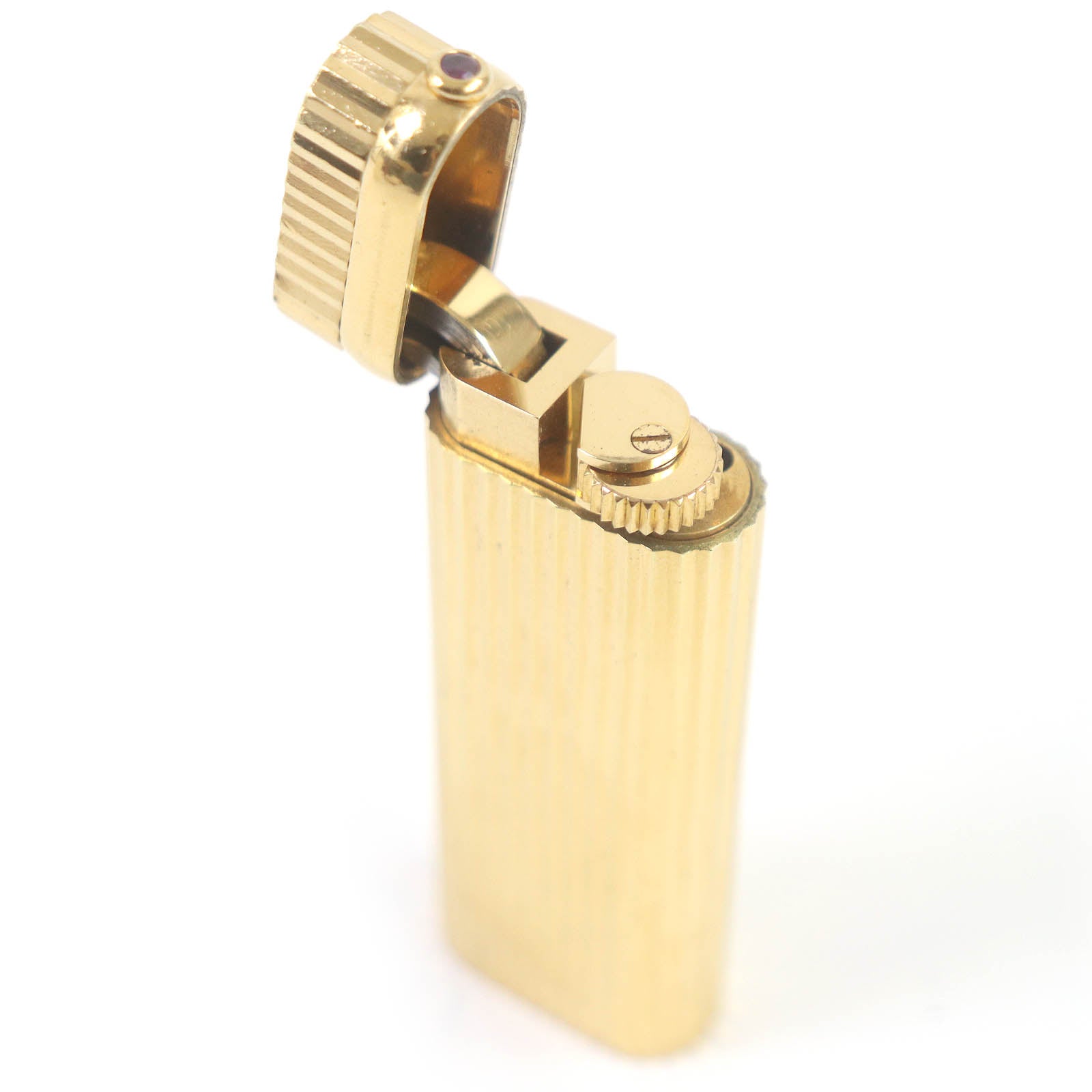 Cartier Ruby Oval Roller Gas Lighter Gold