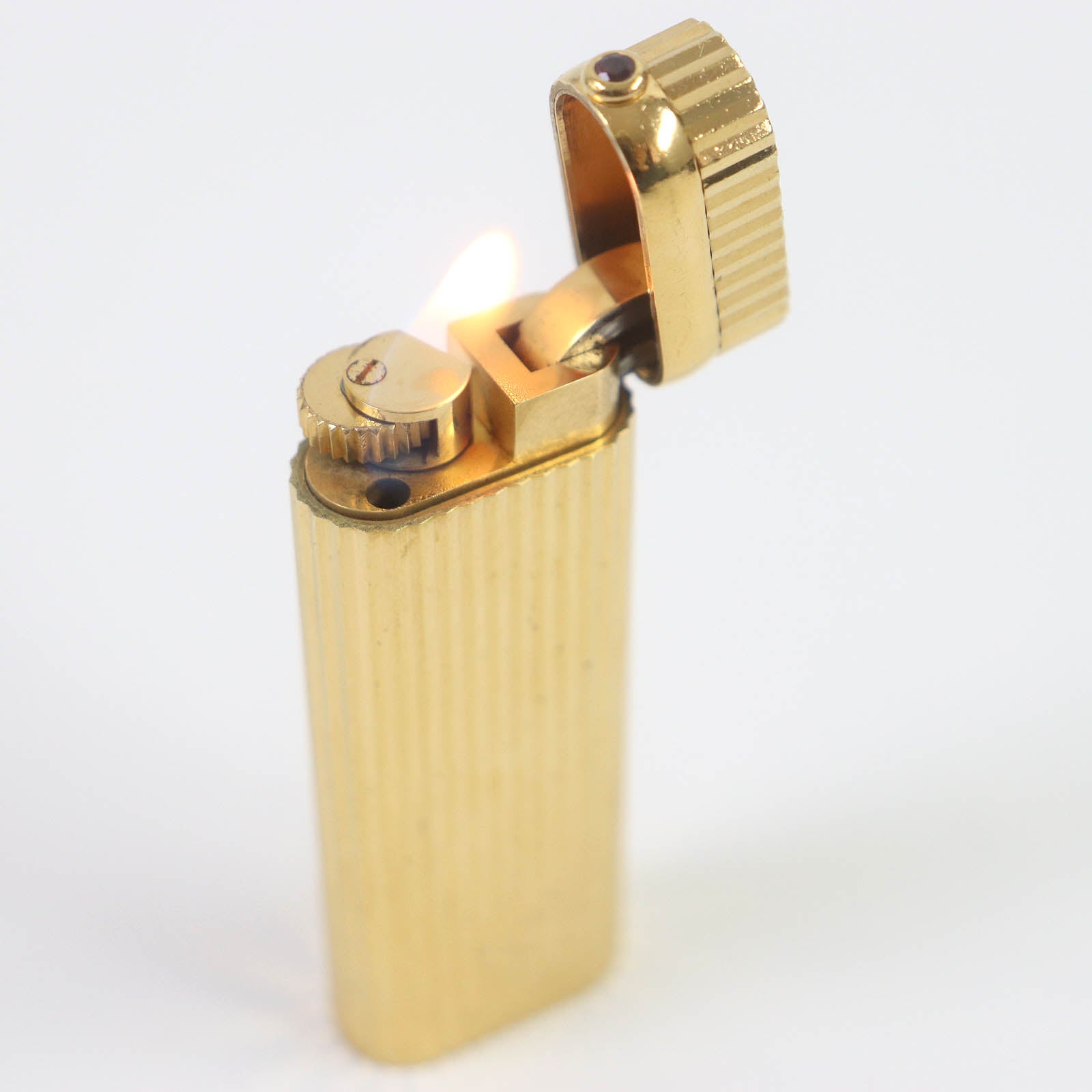 Cartier Ruby Oval Roller Gas Lighter Gold