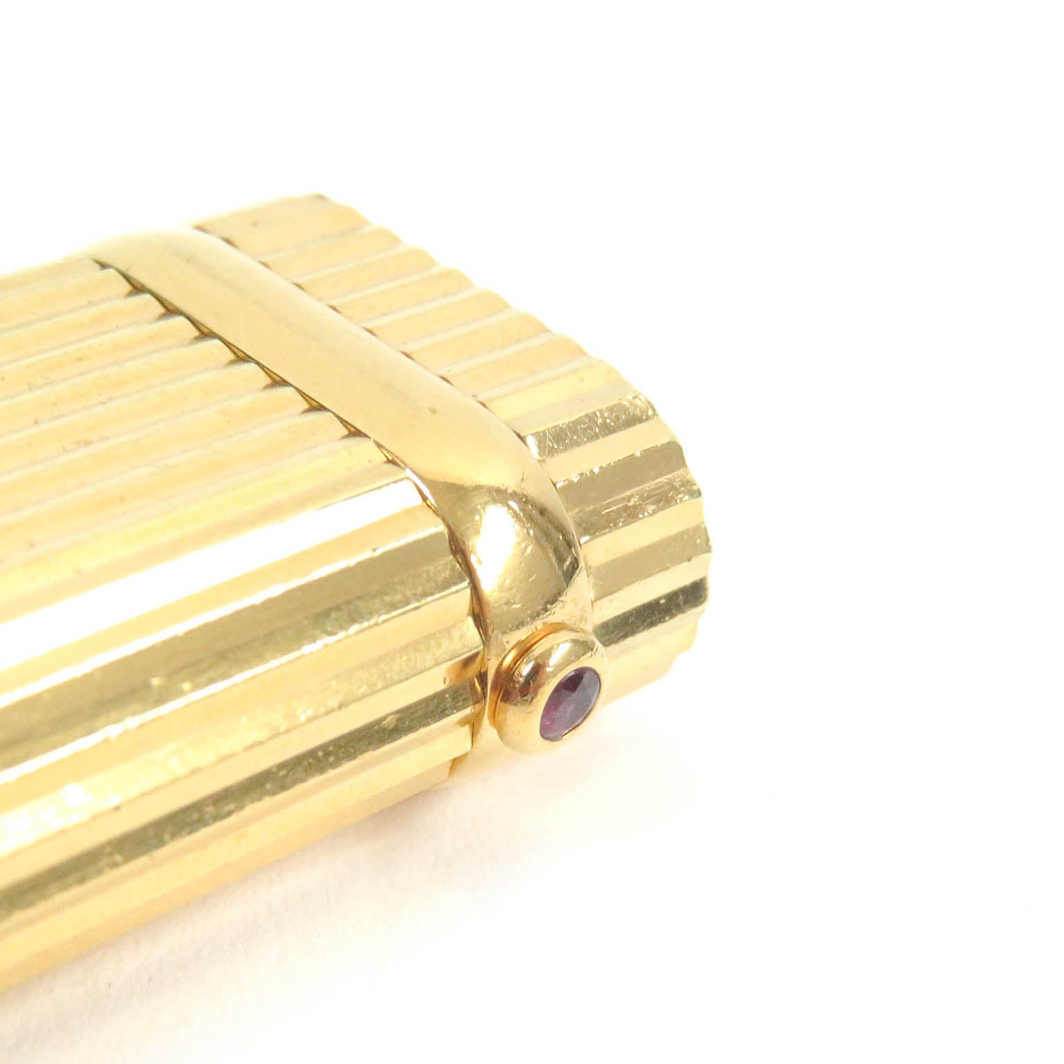 Cartier Ruby Oval Roller Gas Lighter Gold