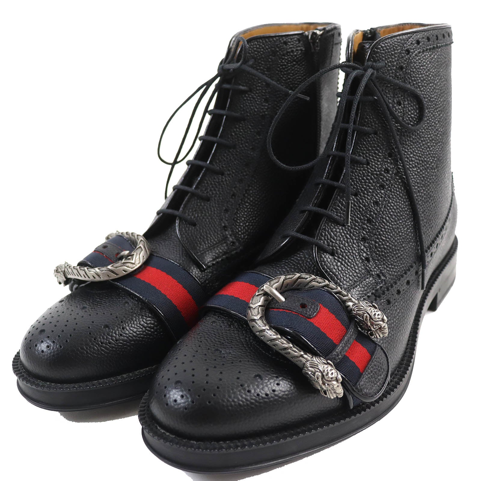 Gucci Tiger Head Leather Boots Black 7