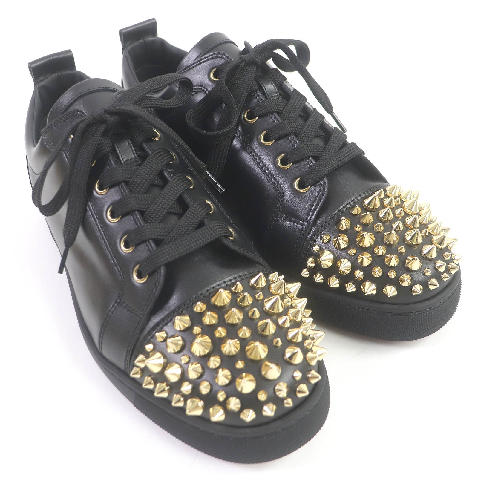 Christian Louboutin Lewis Junior Spike Sneakers Black Gold