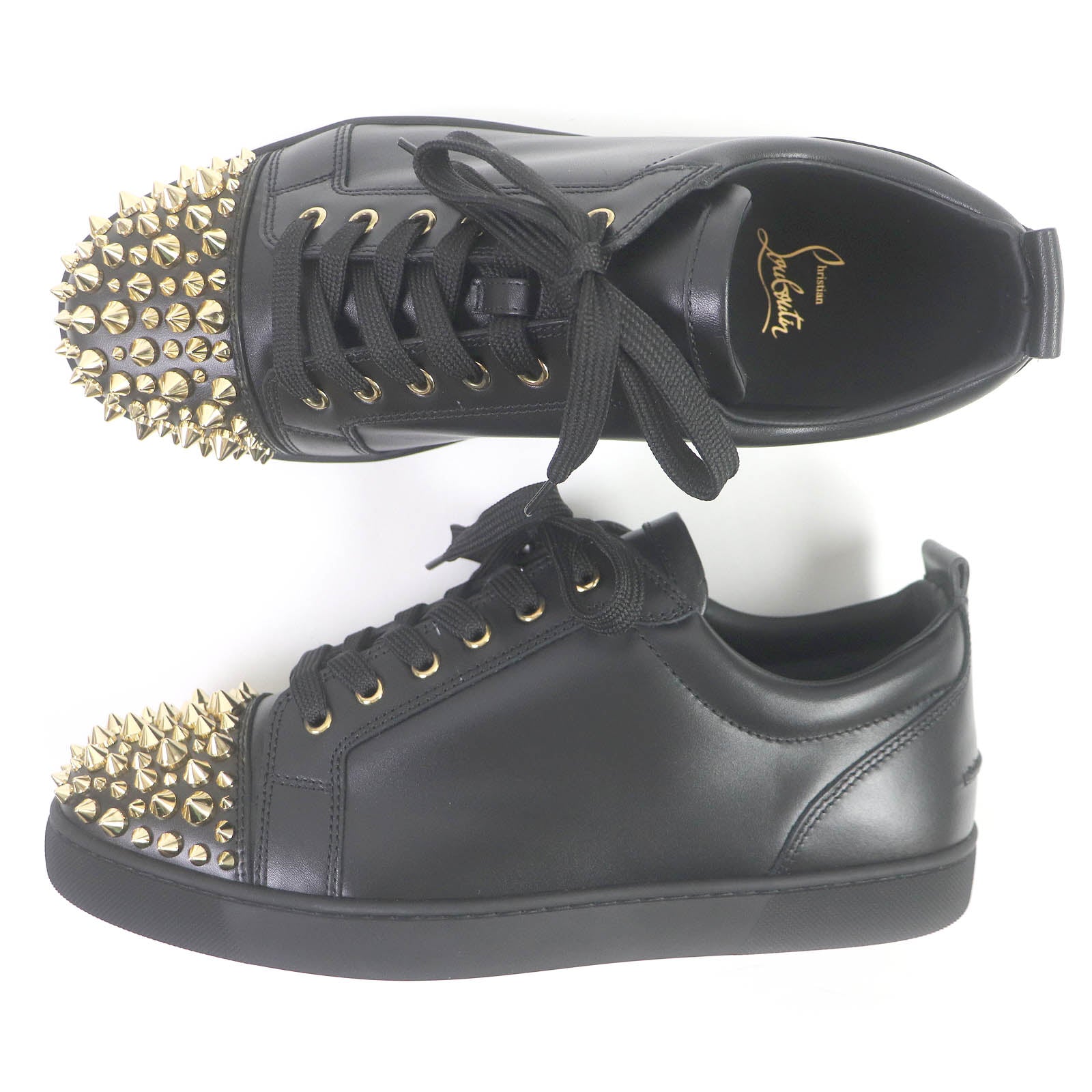 Christian Louboutin Lewis Junior Spike Sneakers Black Gold