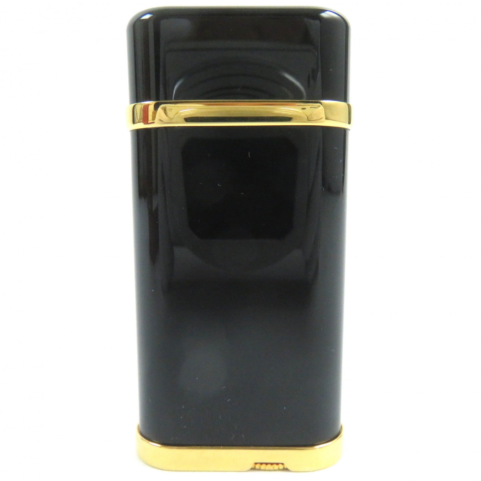 Cartier Godron Logo Oval Gas Lighter Black Gold