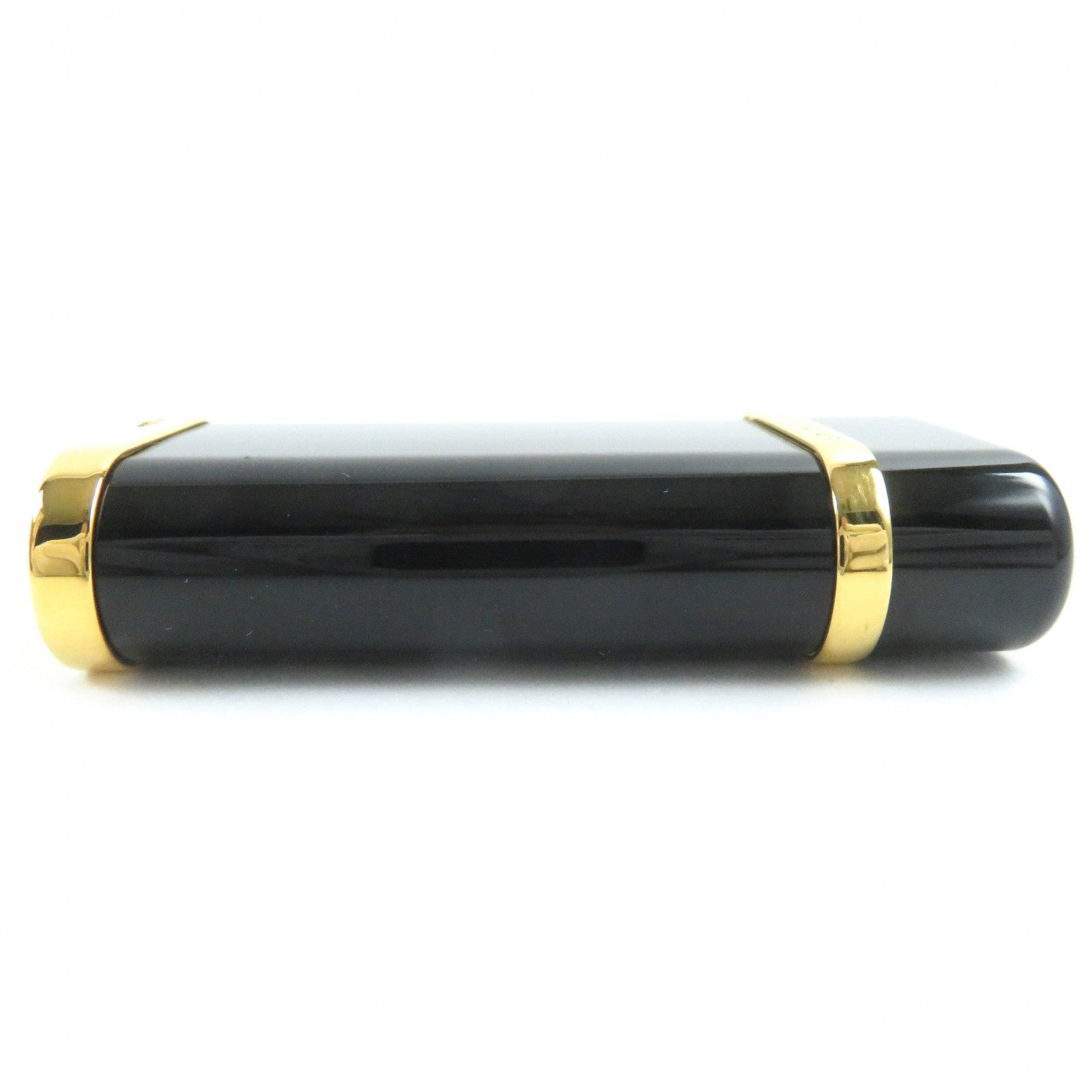 Cartier Godron Logo Oval Gas Lighter Black Gold