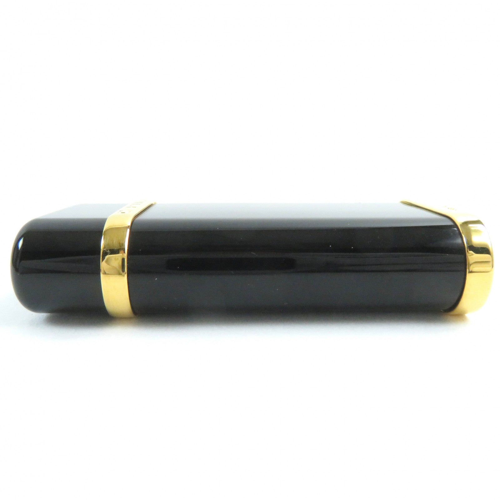 Cartier Godron Logo Oval Gas Lighter Black Gold