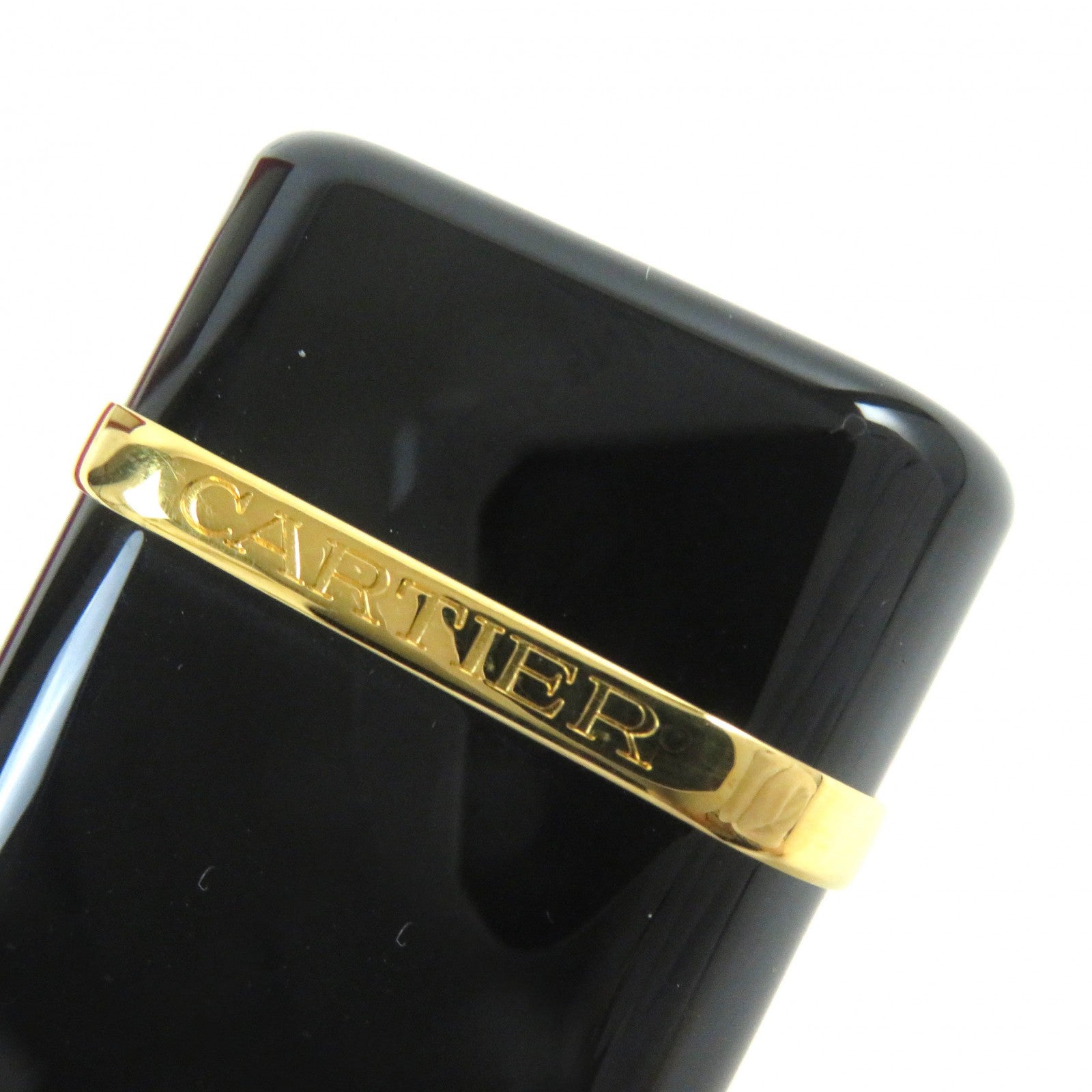 Cartier Godron Logo Oval Gas Lighter Black Gold