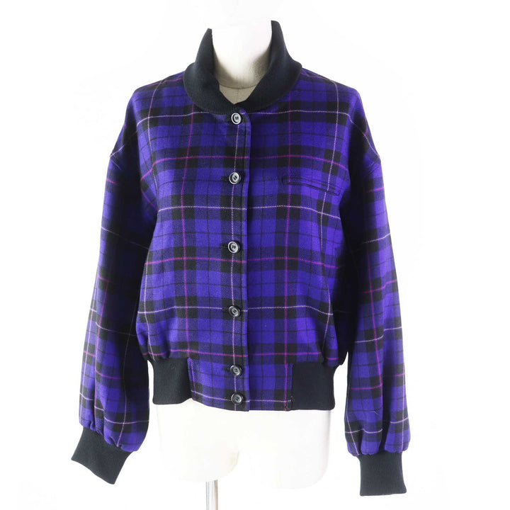 Dior Vintage Check Pattern Blouson Purple M Women