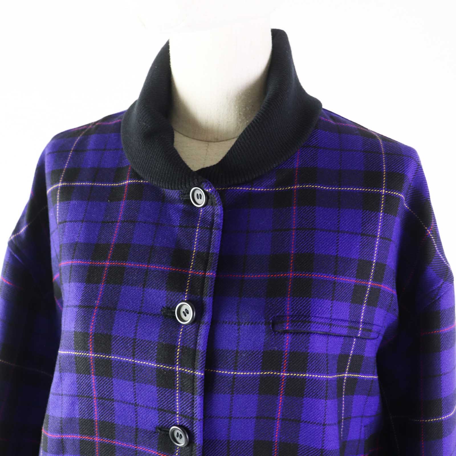 Dior Vintage Wool Check Blouson Purple M Women