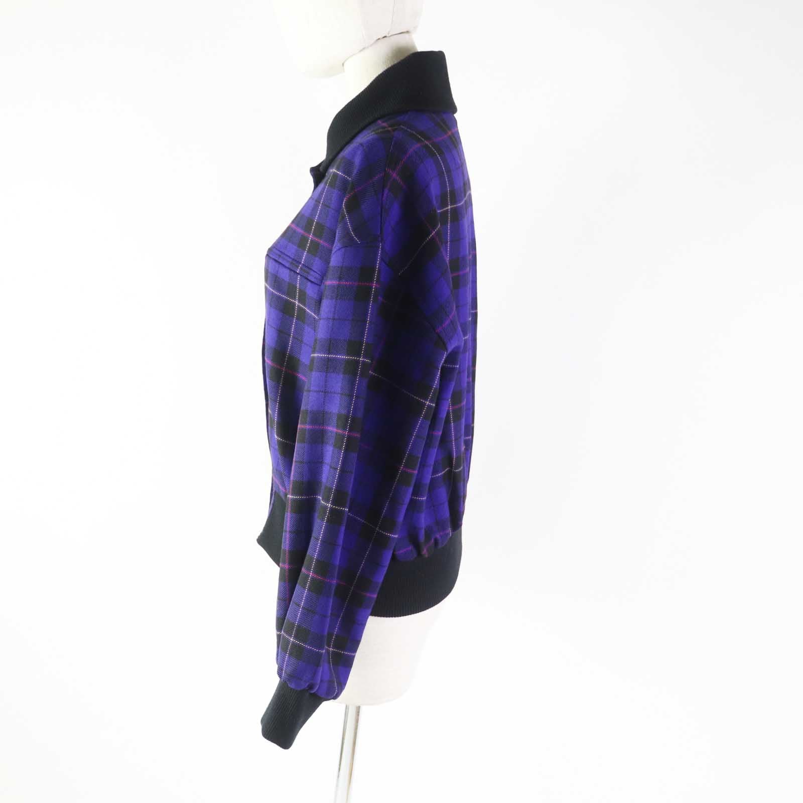 Dior Vintage Wool Check Blouson Purple M Women