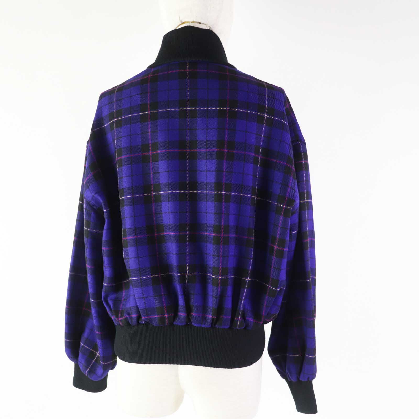 Dior Vintage Wool Check Blouson Purple M Women