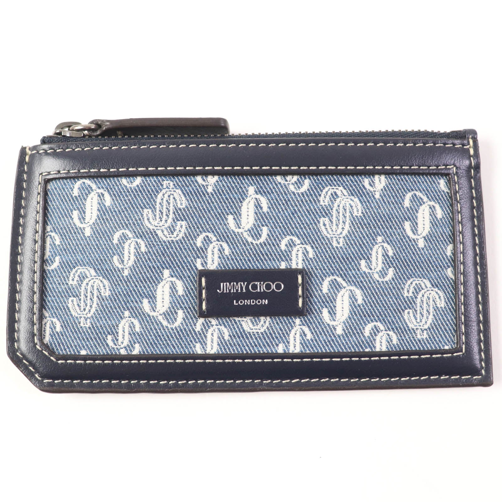 Jimmy Choo Casey JC Monogram Denim Coin Case