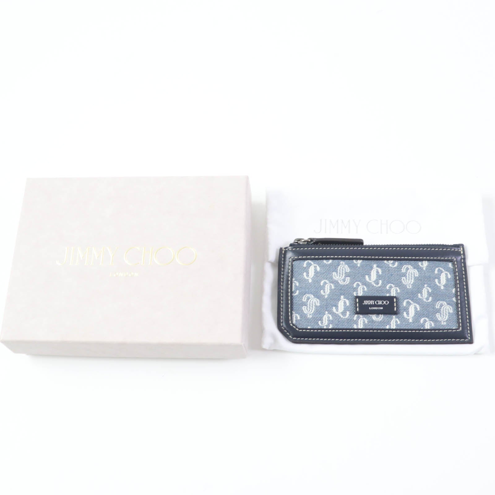 Jimmy Choo Casey JC Monogram Denim Coin Case