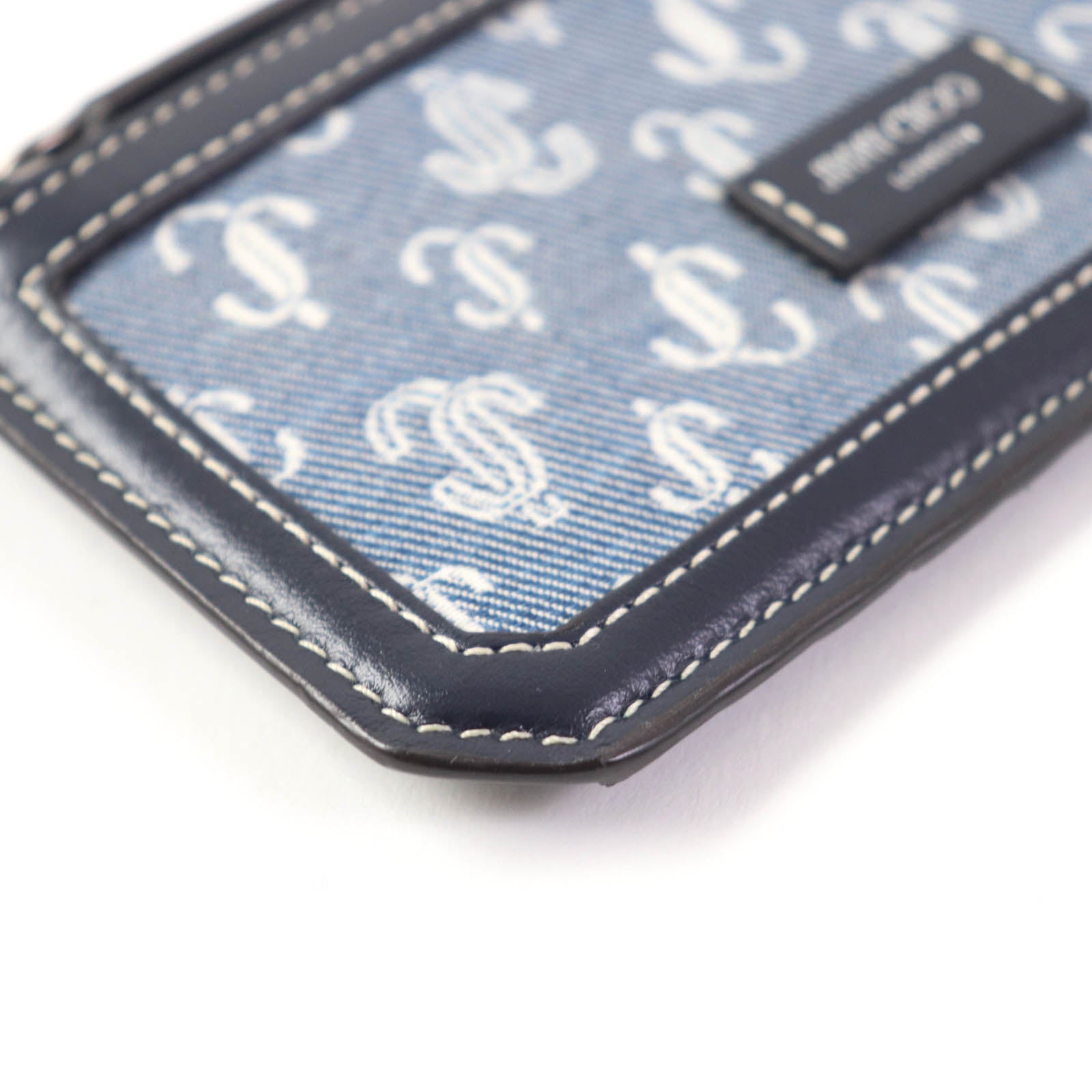 Jimmy Choo Casey JC Monogram Denim Coin Case