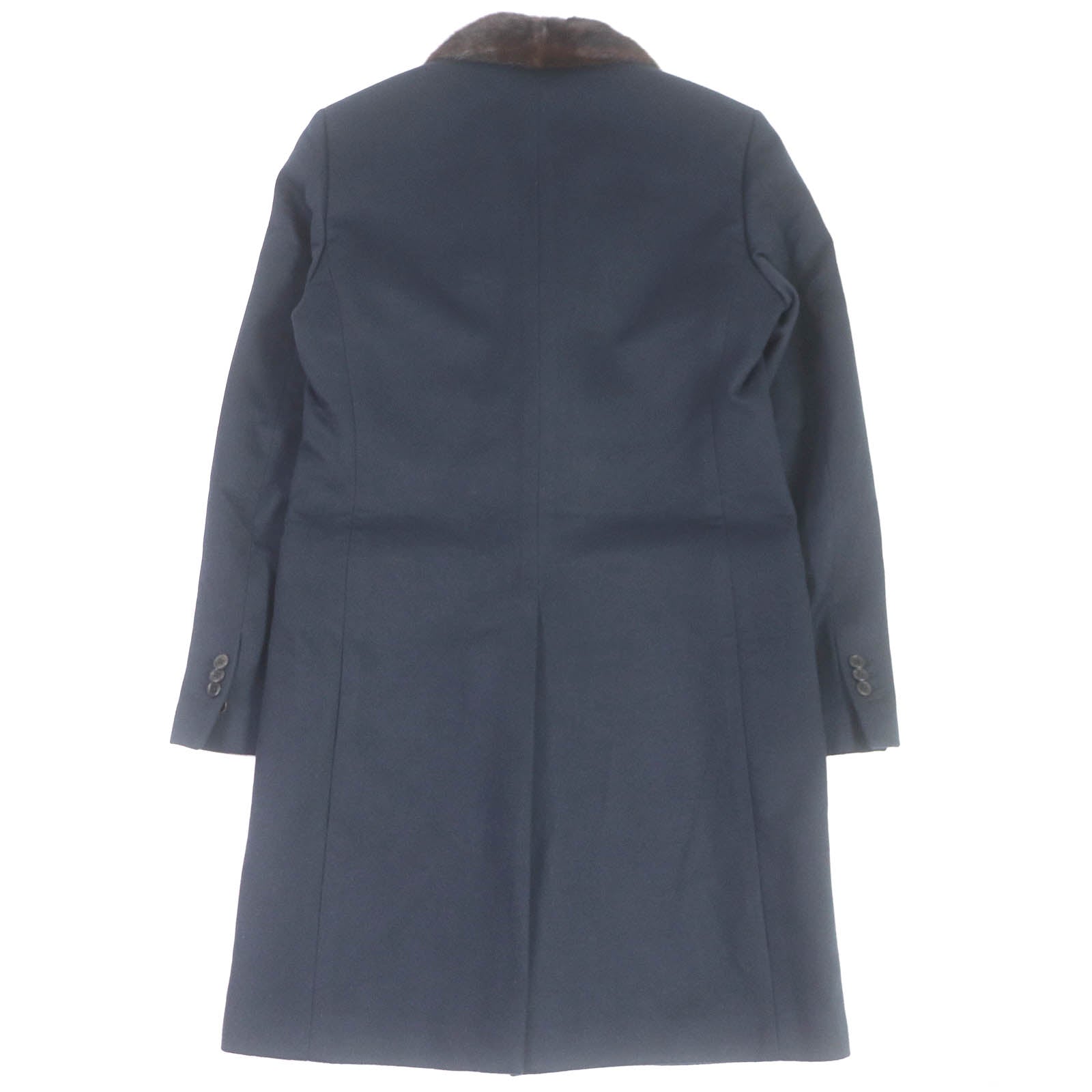 Fendi Wool Cashmere Mink Fur Chester Coat Navy