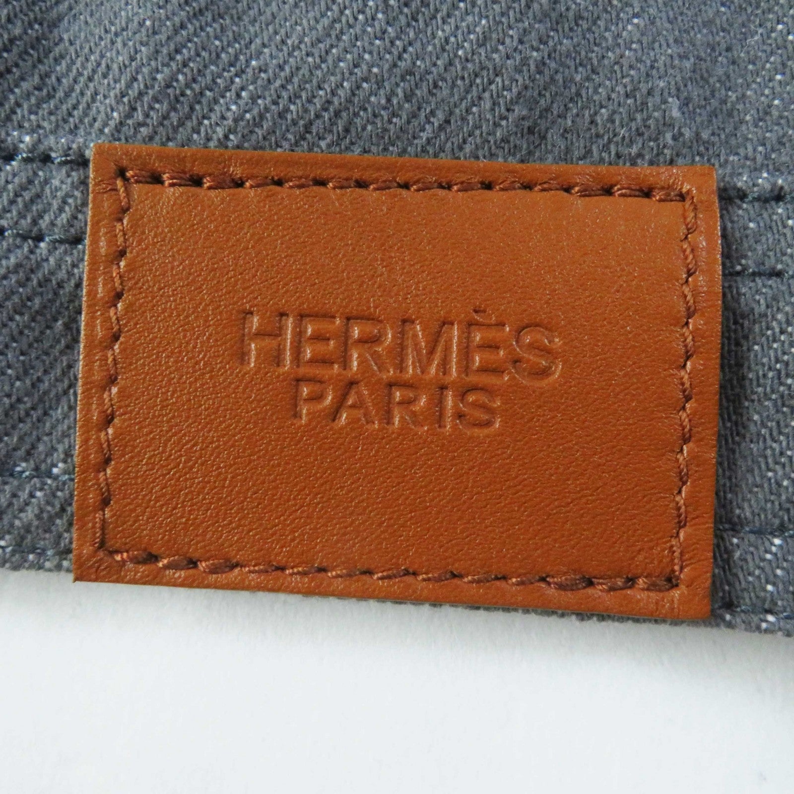 HERMES Leather Patch Bomber Jacket Gray 36