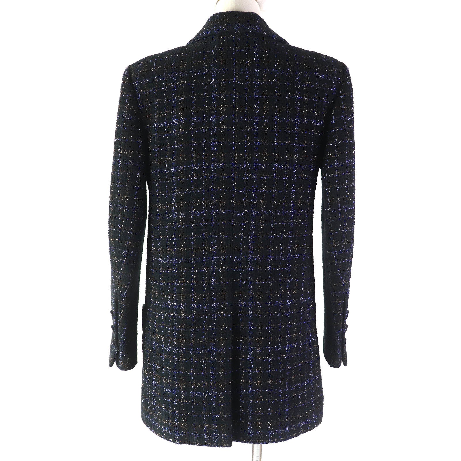 Chanel Tweed Long Tailored Jacket Black 34