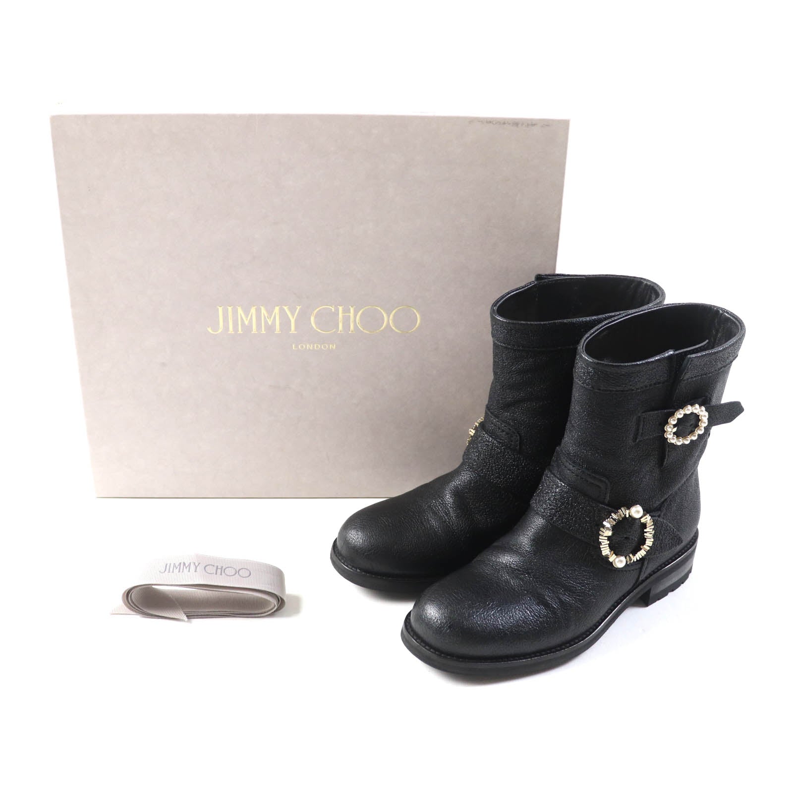 Jimmy Choo MERRIL FAT Leather Boots Black Women