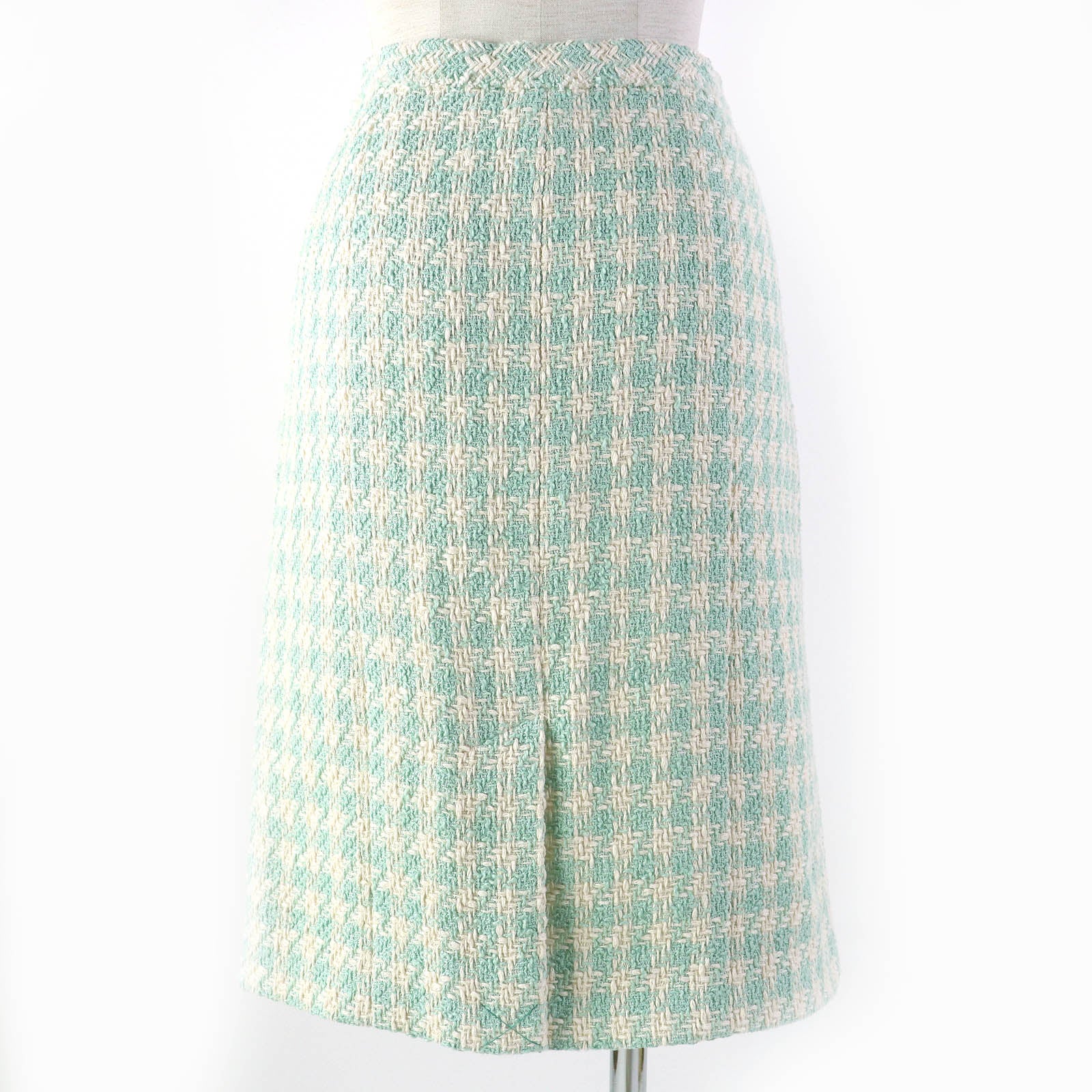 Chanel Cotton Silk Check Skirt Beaded Buttons