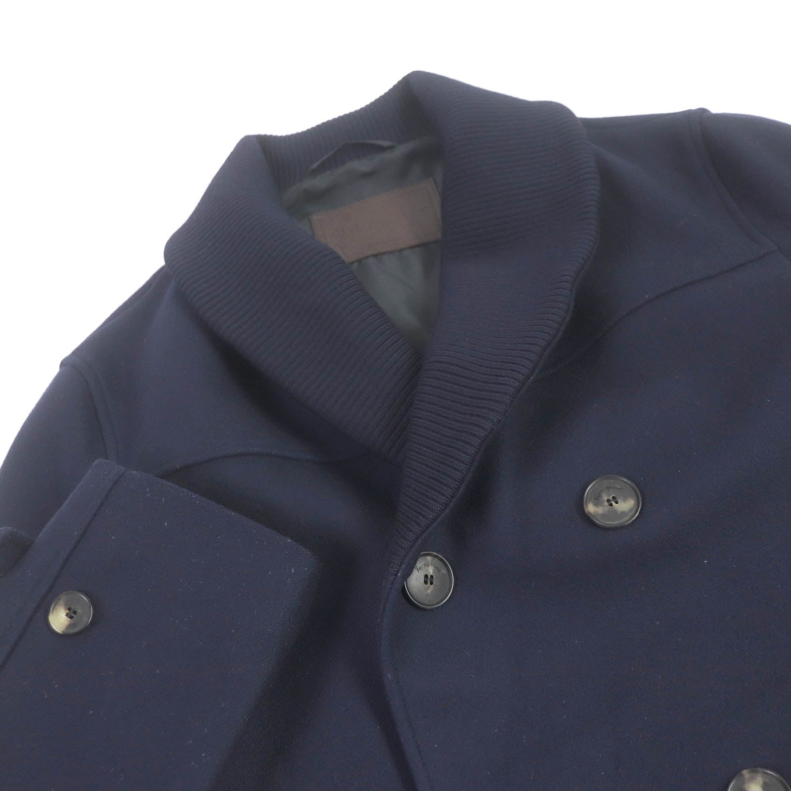 Salvatore Ferragamo Wool Blend Double-Breasted Peacoat