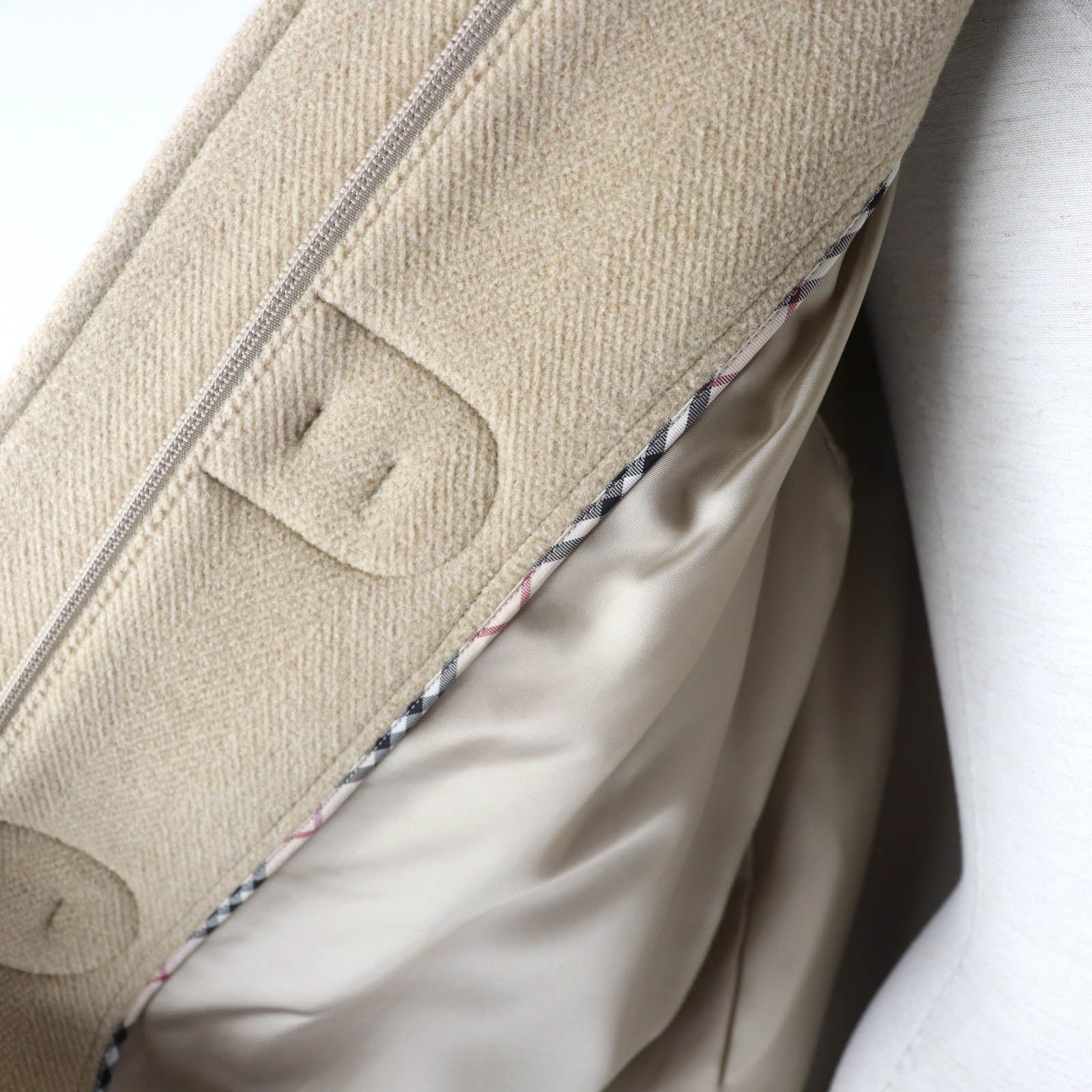 Burberry Wool Nylon Duffel Coat Beige Women