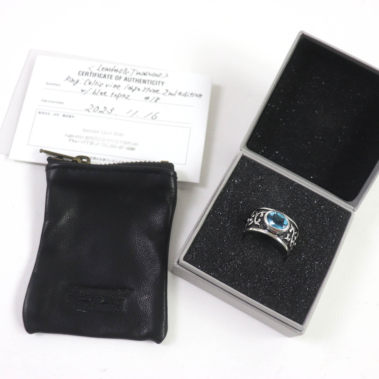 Celtic Vine Large Blue Topaz Ring SV925 Silver