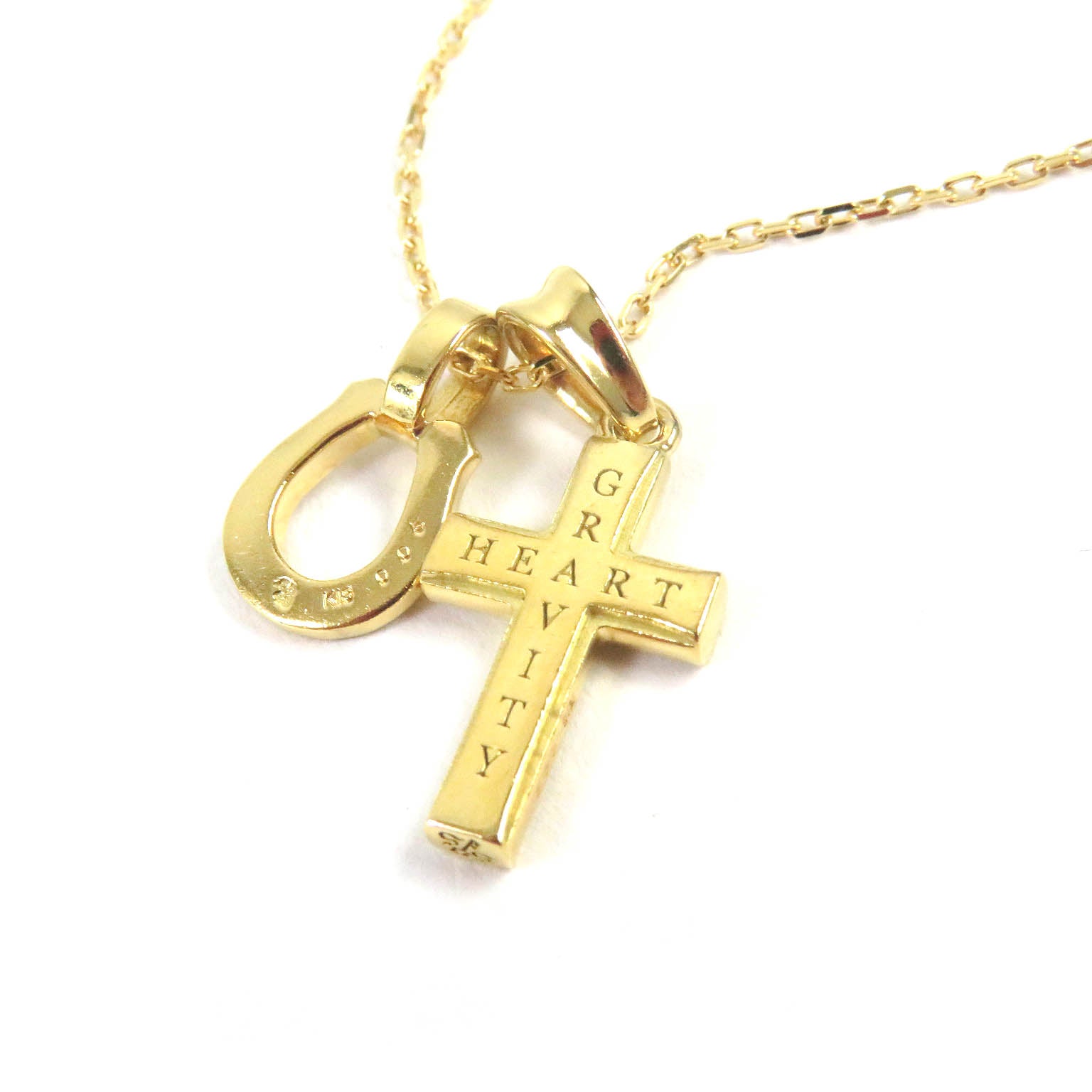 18K Diamond Horseshoe Cross Necklace