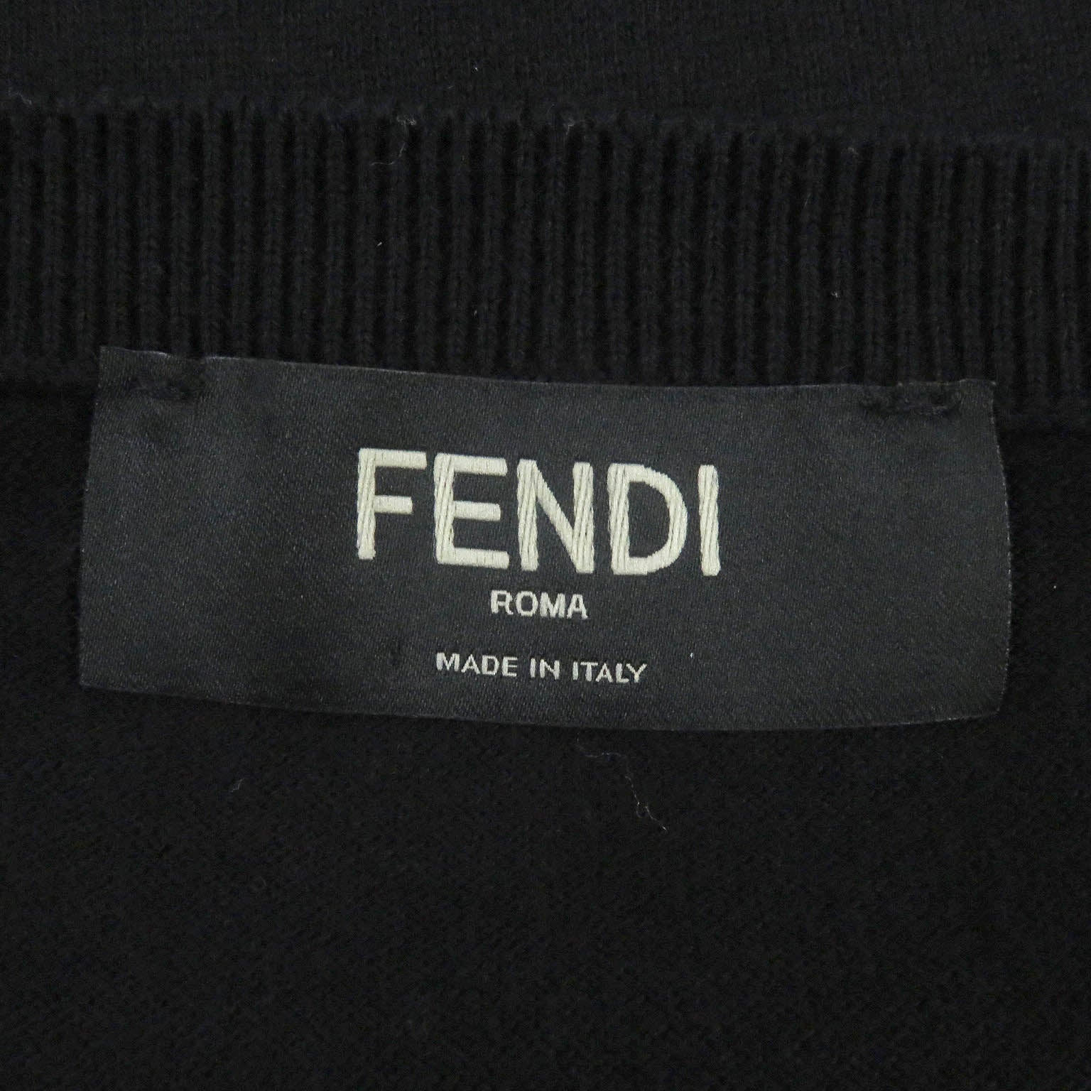 Fendi Cotton Cashmere Crew Neck Sweater Black