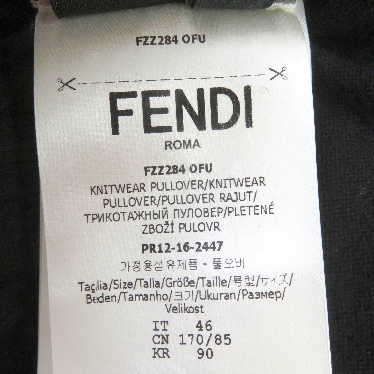 Fendi Cotton Cashmere Crew Neck Sweater Black