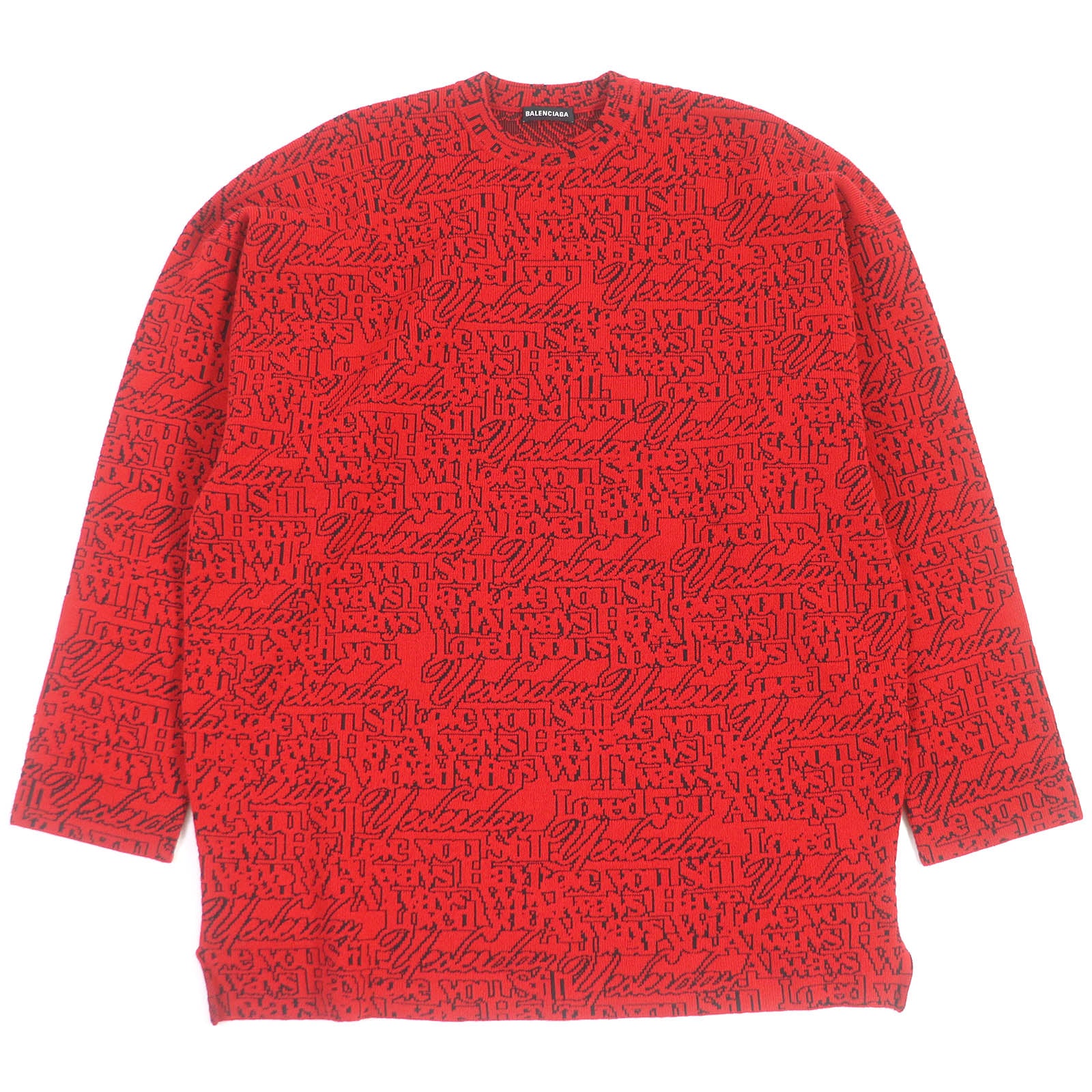 Balenciaga Slogan Jacquard Wool Nylon Sweater XS