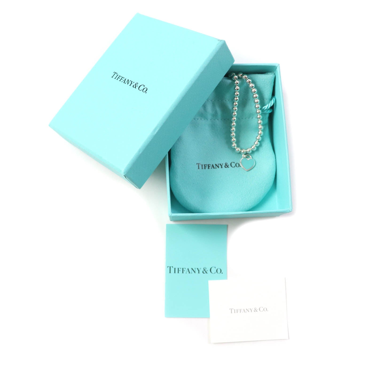 Tiffany & Co Blue Heart Tag Beaded Bracelet SV925