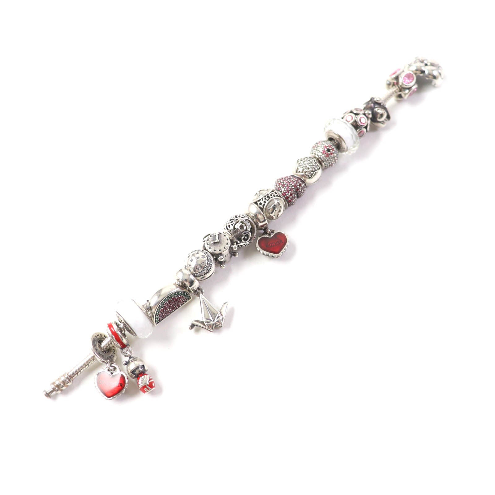 PANDORA Snake Chain 17 Charms Bracelet SV925 Silver