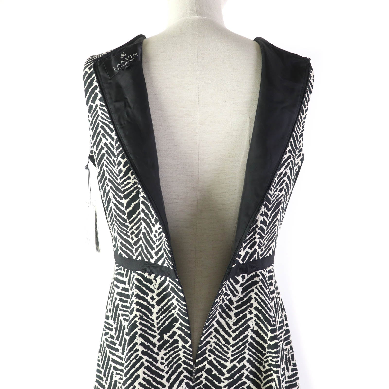 LANVIN COLLECTION Sleeveless Flared Dress Black White 38