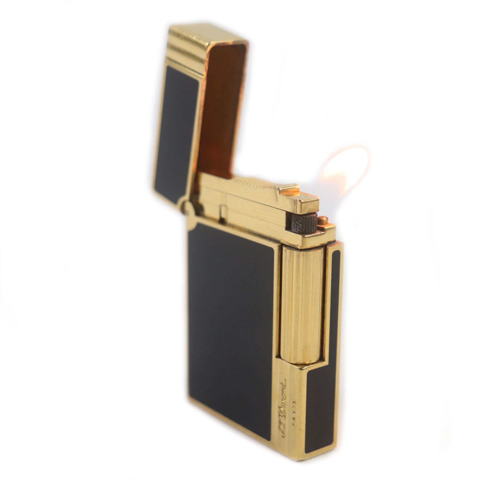 Dupont Gatsby Lacquer Roller Gas Lighter Black Gold