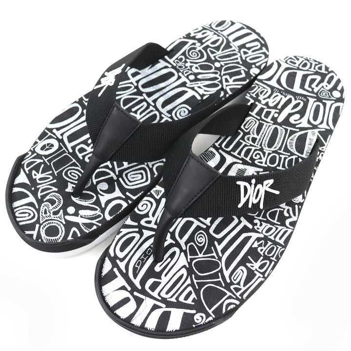 Dior Shawn Stussy Logo Embroidery Beach Sandals