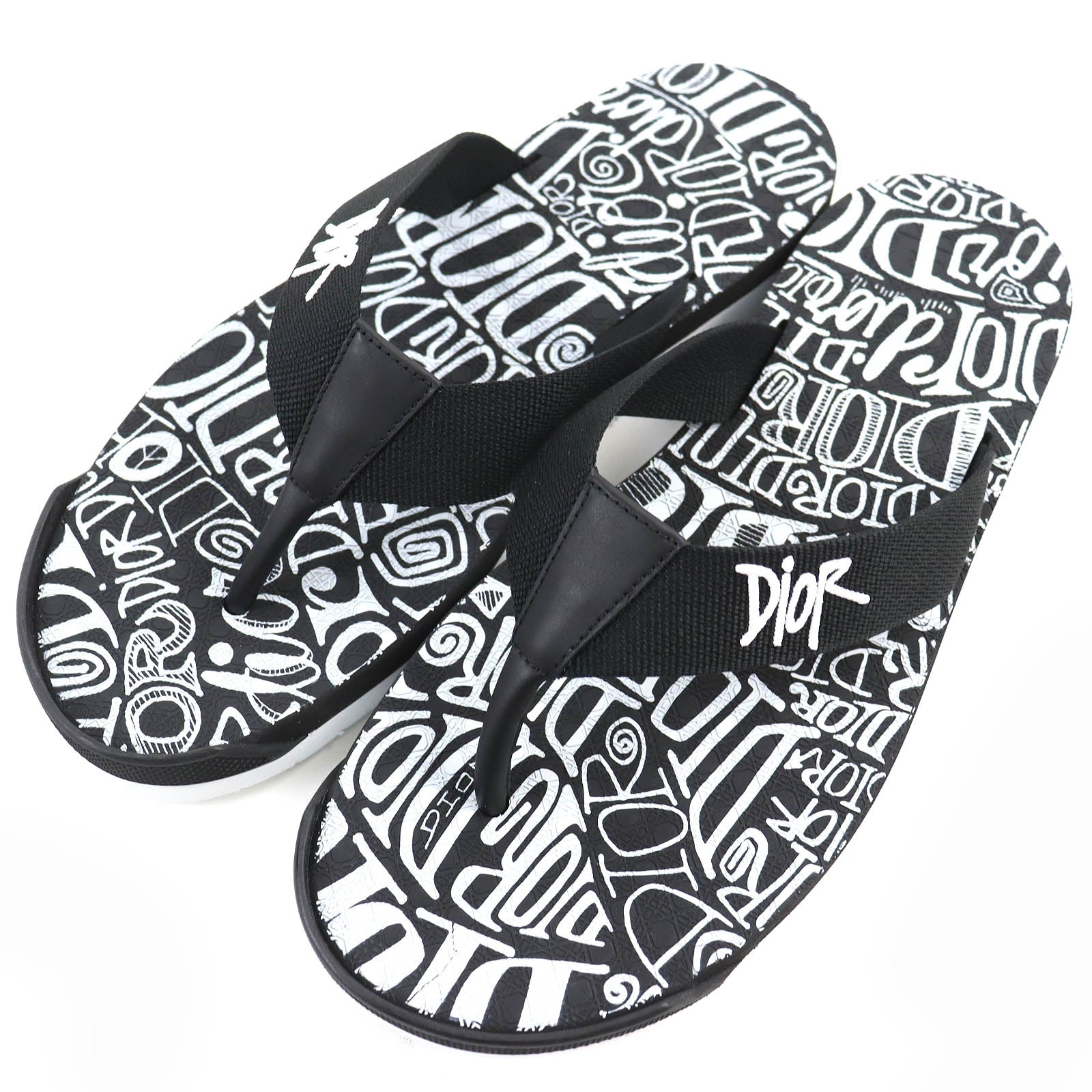 DIOR Shawn Stussy Logo Embroidery Beach Sandal