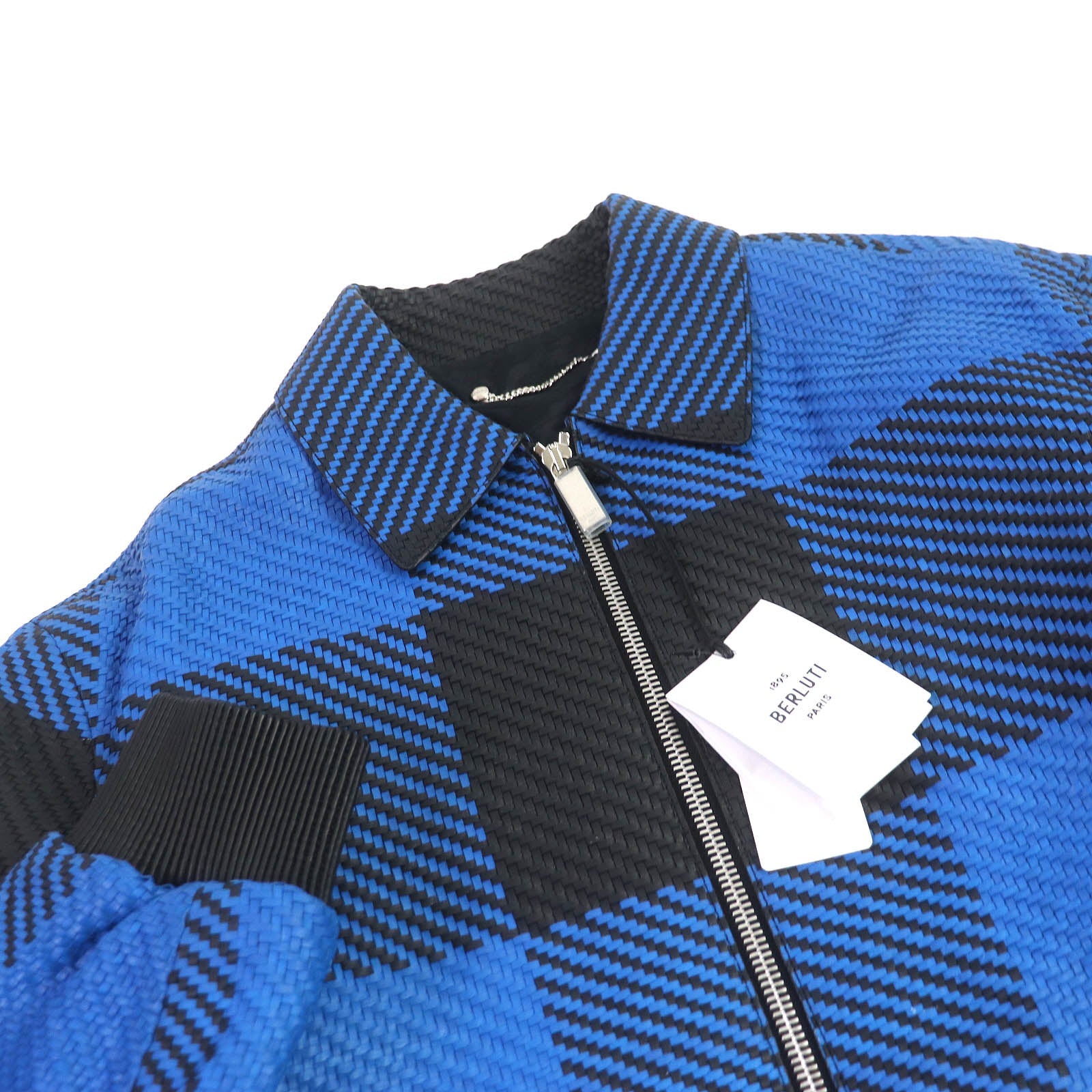 Berluti Lamb Leather Blouson Jacket Blue-Black