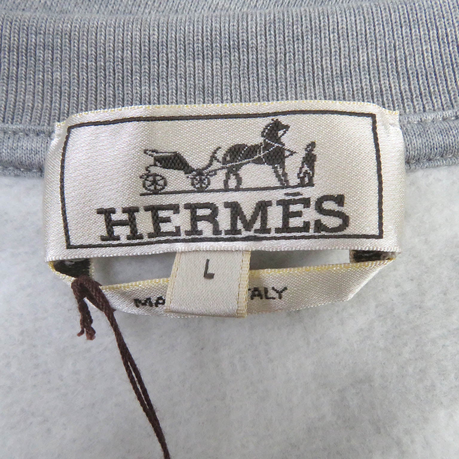 Hermes Lamb Leather Patch Sweatshirt Gray L