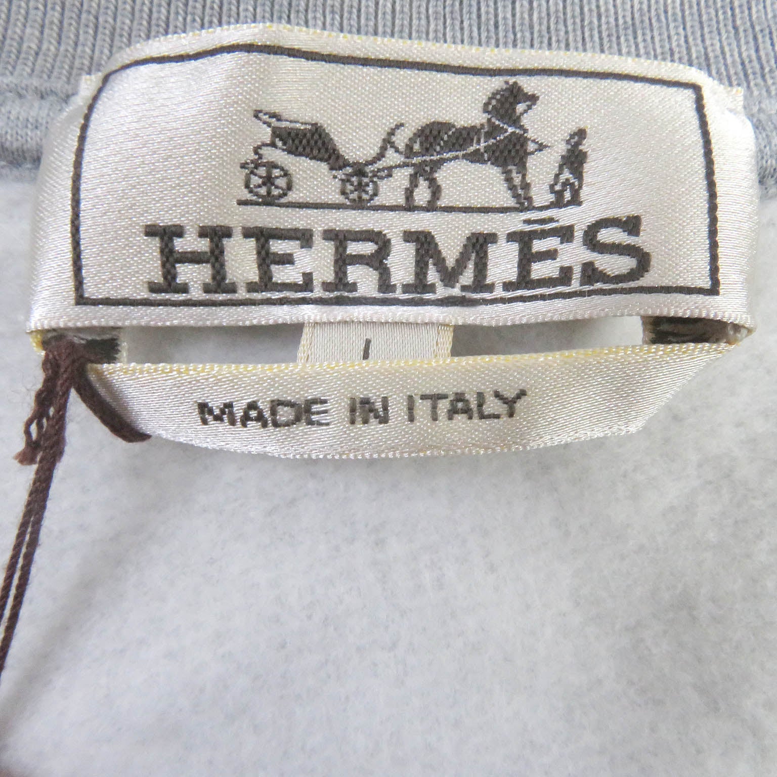 Hermes Lamb Leather Patch Sweatshirt Gray L