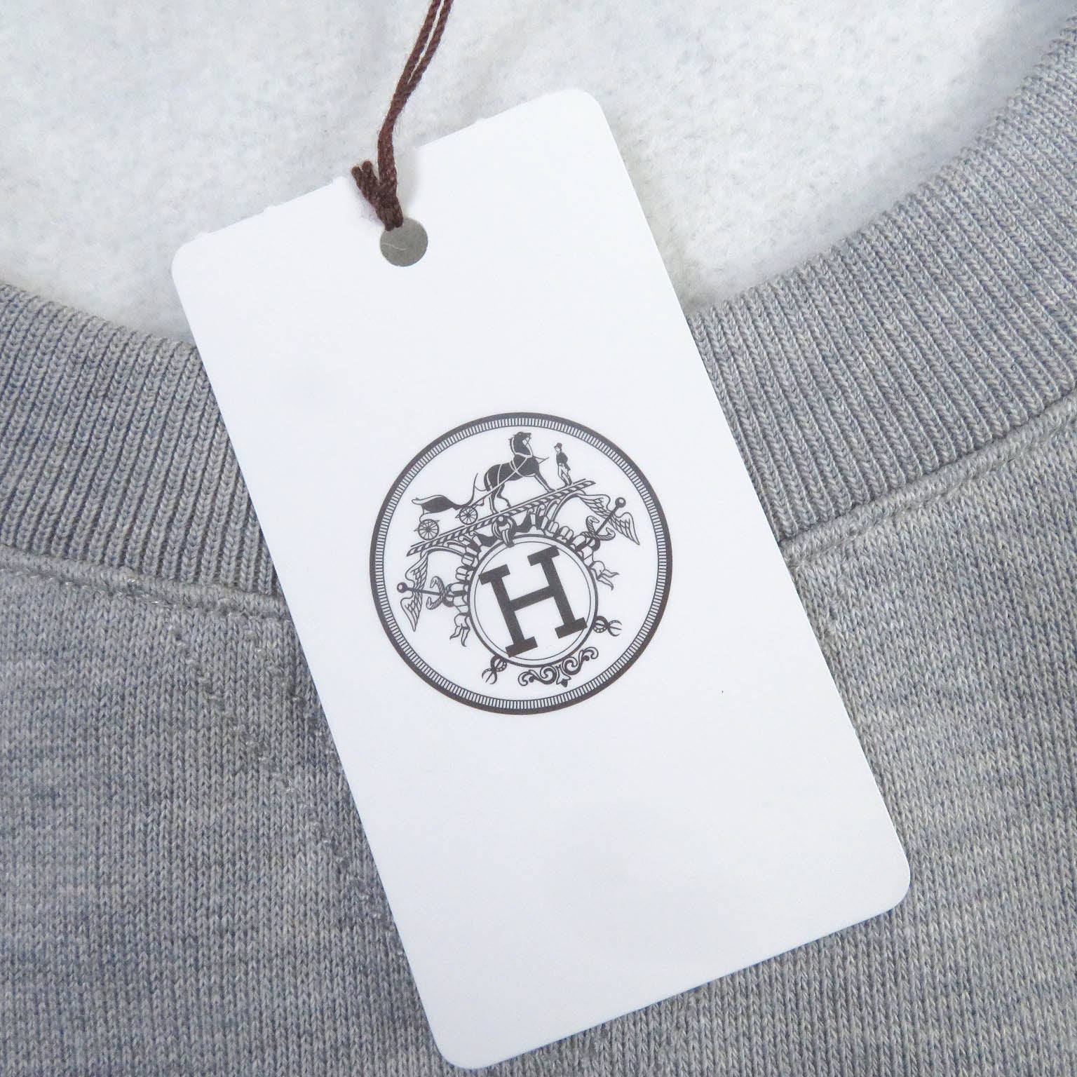 Hermes Lamb Leather Patch Sweatshirt Gray L