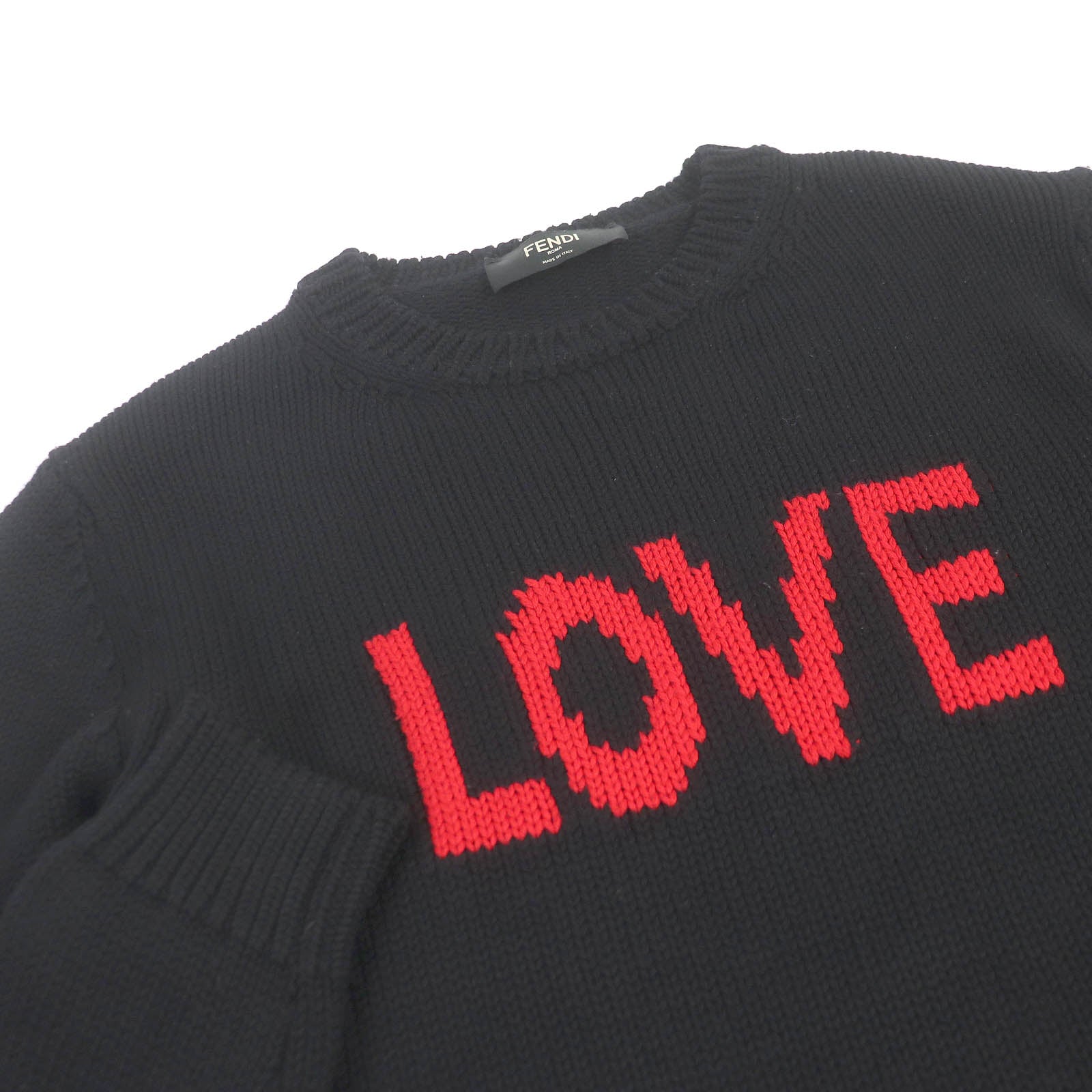 Fendi Wool LOVE Crew Neck Sweater Black 48