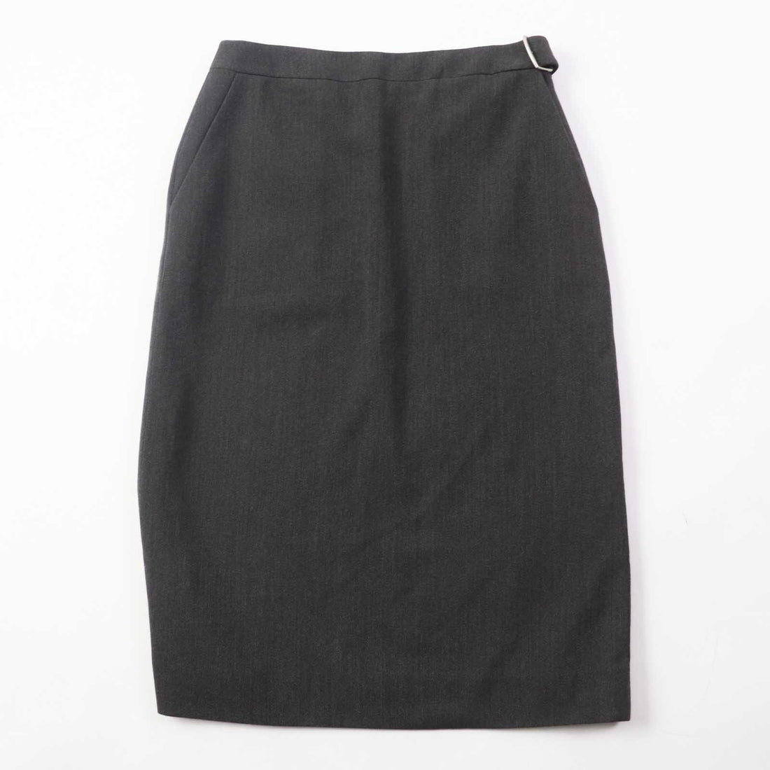 HERMES Wool Silk Tight Skirt Dark Gray 36